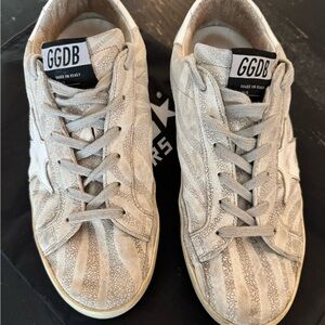 Golden Goose Beige and White Sneakers